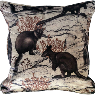 Wallaby toile cushion cover print on velvet