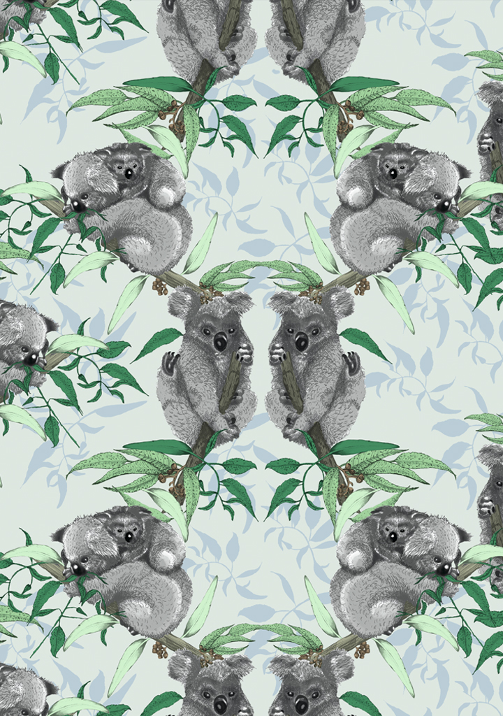 koala-bear_Blue-Mist Beautiful fabric and wallpaper suitable for residential and commercial interiors.