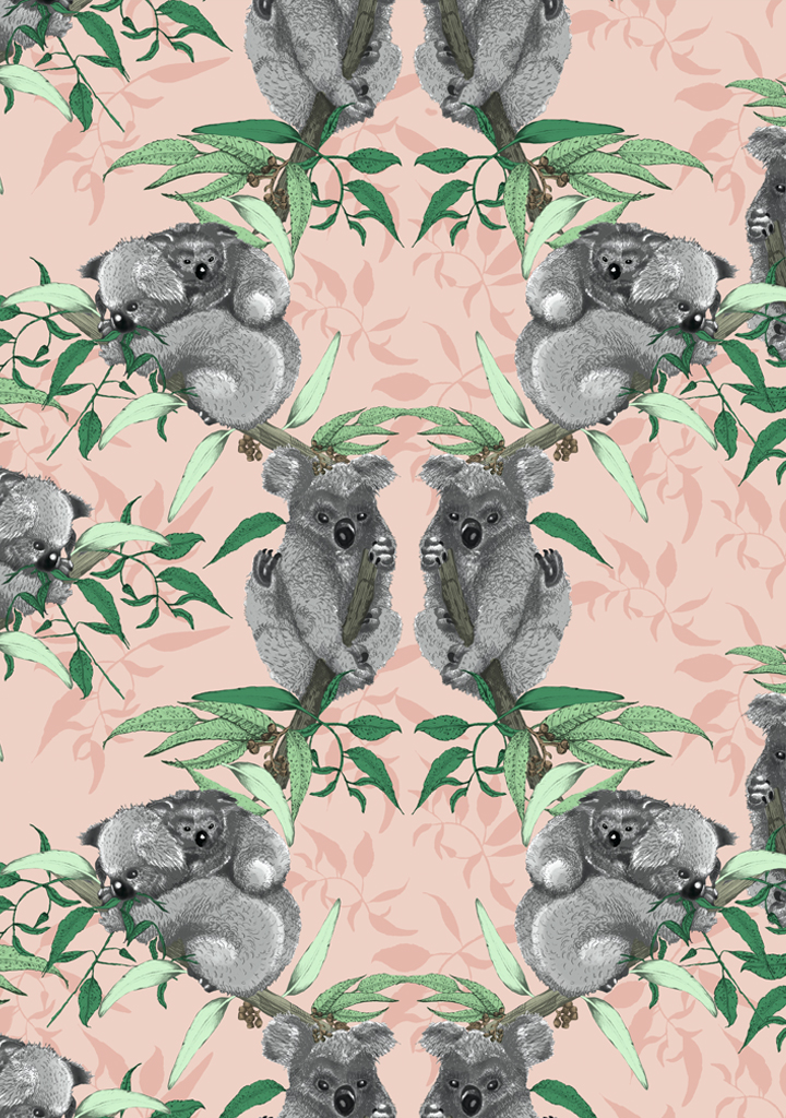 koala-bear_Salmon Beautiful fabric and wallpaper suitable for residential and commercial interiors.