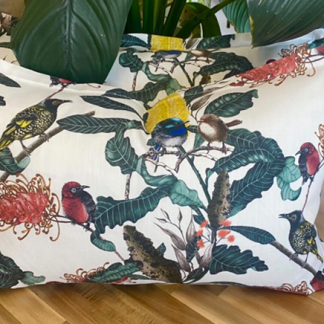 Interior scene showing Banksia Medley cushion