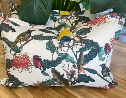Interior scene showing Banksia Medley cushion