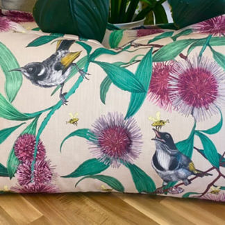 Interior scene showing Bees in the Hakeacushion