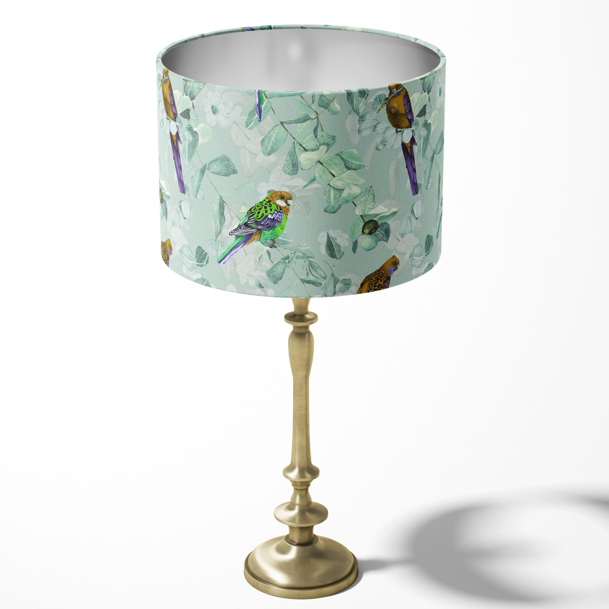 Drum lampshade suitable for a base.