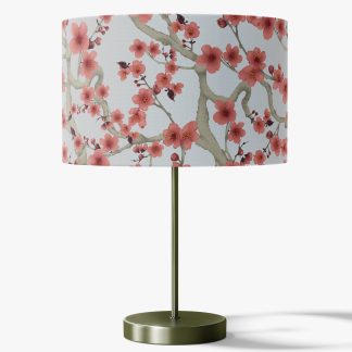 Drum Lampshade with Cherry Plum Blossom Floraison