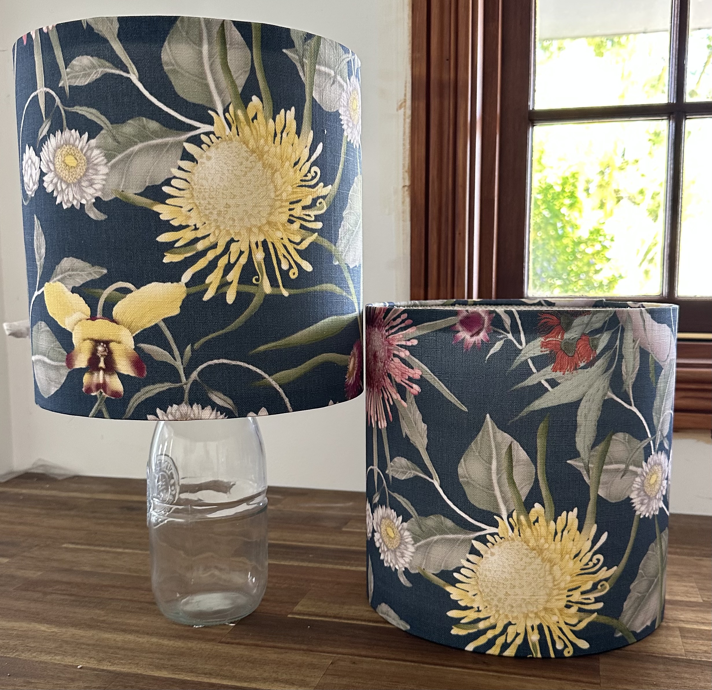Lampshades with Wildflowers on Blackwater fabric